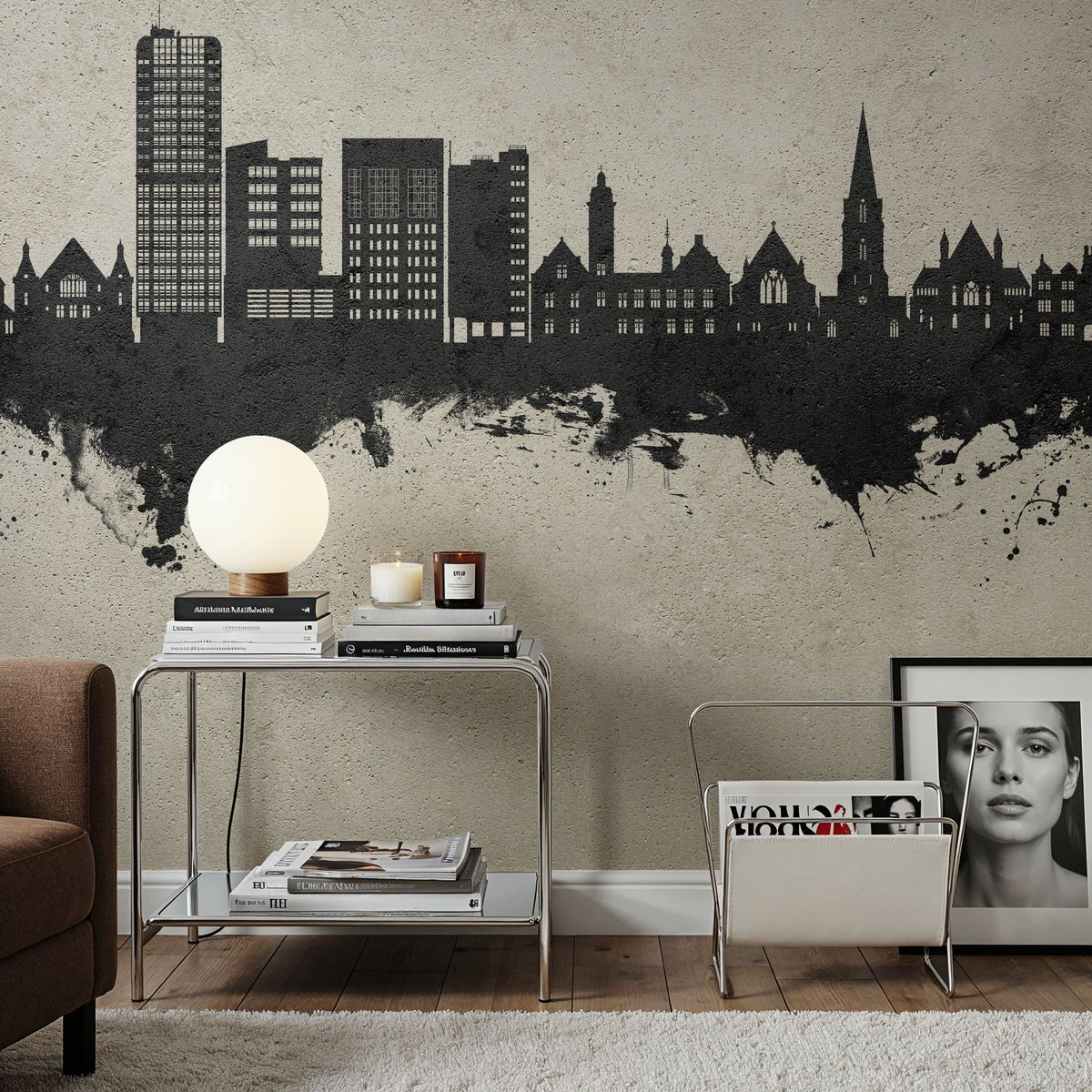 Swindon England Skyline Concrete Mural Wallpaper - room preview 02