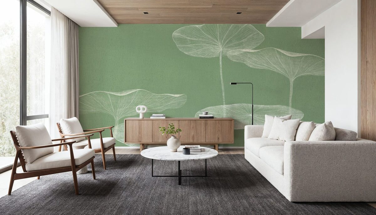 Pond Leaves Mural Wallpaper - room preview 02