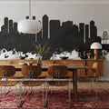 Tokyo Japan Skyline Black & White Mural Wallpaper - room preview 02