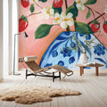 Blooming Strawberry Vase Mural Wallpaper - room preview 02
