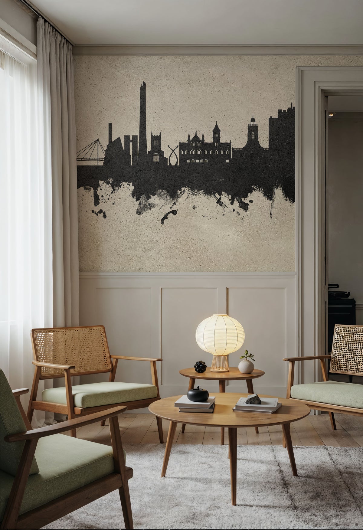 Northampton England Skyline Concrete Mural Wallpaper - room preview 02