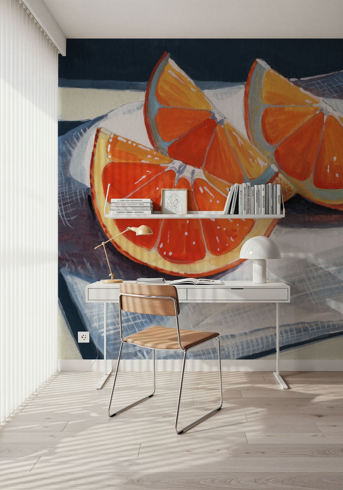 Oranges Catching the Light Mural Wallpaper - room preview 02