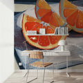 Oranges Catching the Light Mural Wallpaper - room preview 02