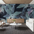 Big Orchids Dark Green Mural Wallpaper - room preview 02