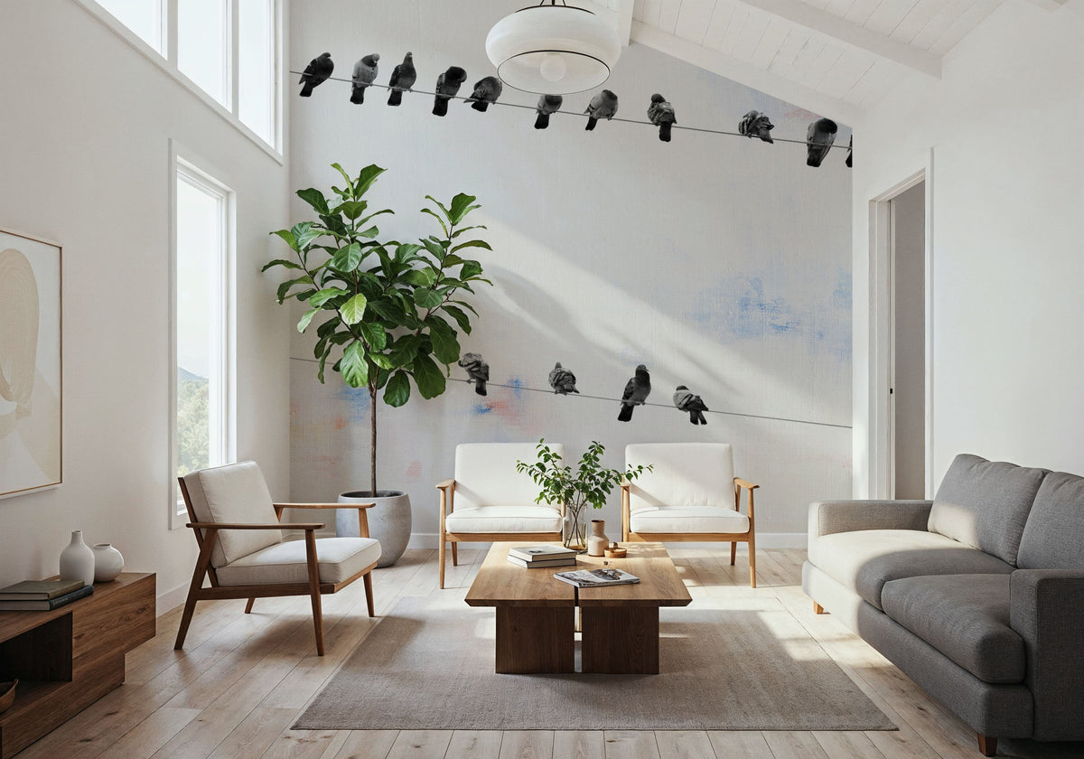 Birds on a Wire Mural Wallpaper - room preview 02