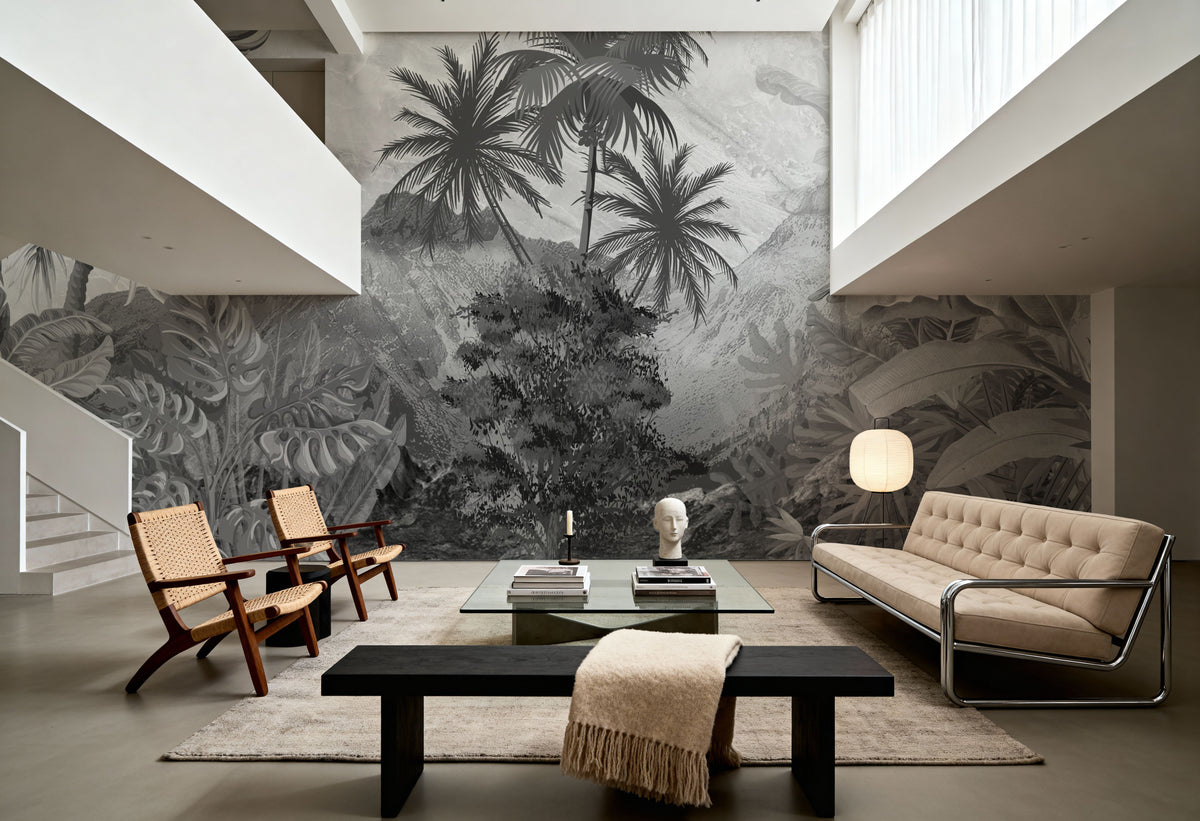 Banana Trees Sketching Mural Wallpaper - room preview 02