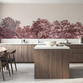 Over the Treetops, Burgundy Mural Wallpaper - room preview 02