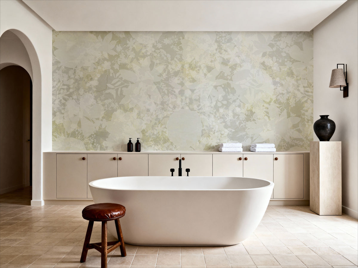 Flower Silhouette Yellow Mural Wallpaper - room preview 02
