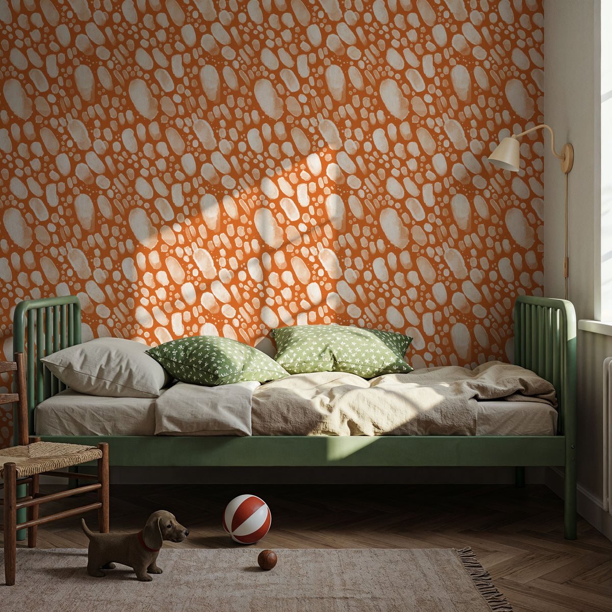 Oil on Water Orange Mural Wallpaper - room preview 02