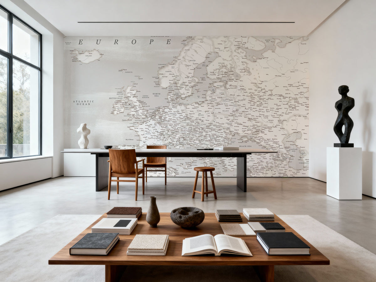 Europe Map Detailed - Lysander Mural Wallpaper - room preview 02