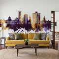 Kingston Canada Skyline Purple & Gold Mural Wallpaper - room preview 02