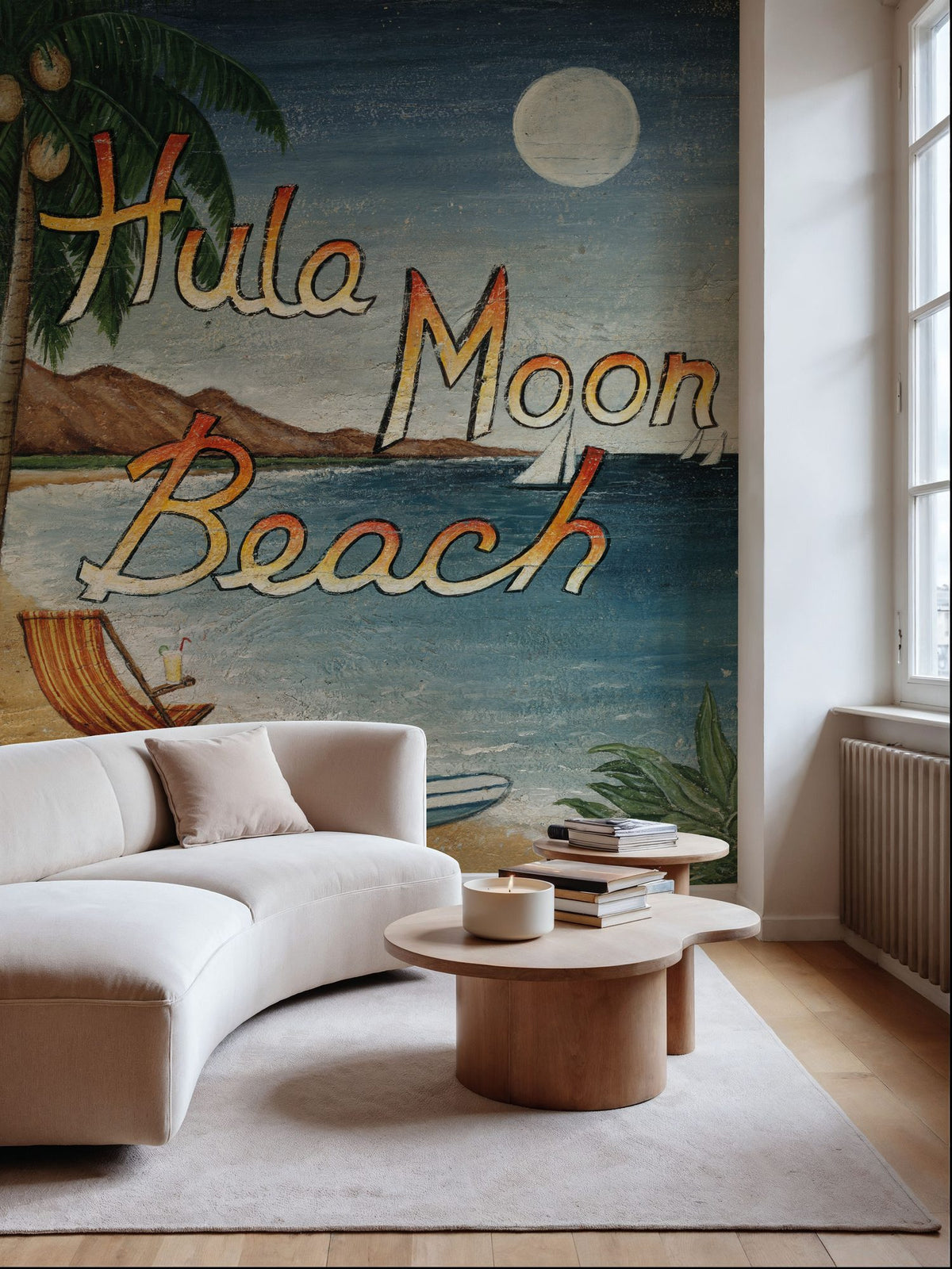 Hula Moon Beach Mural Wallpaper - room preview 02