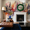 Watercolor Skyline Madrid Mural Wallpaper - room preview 02