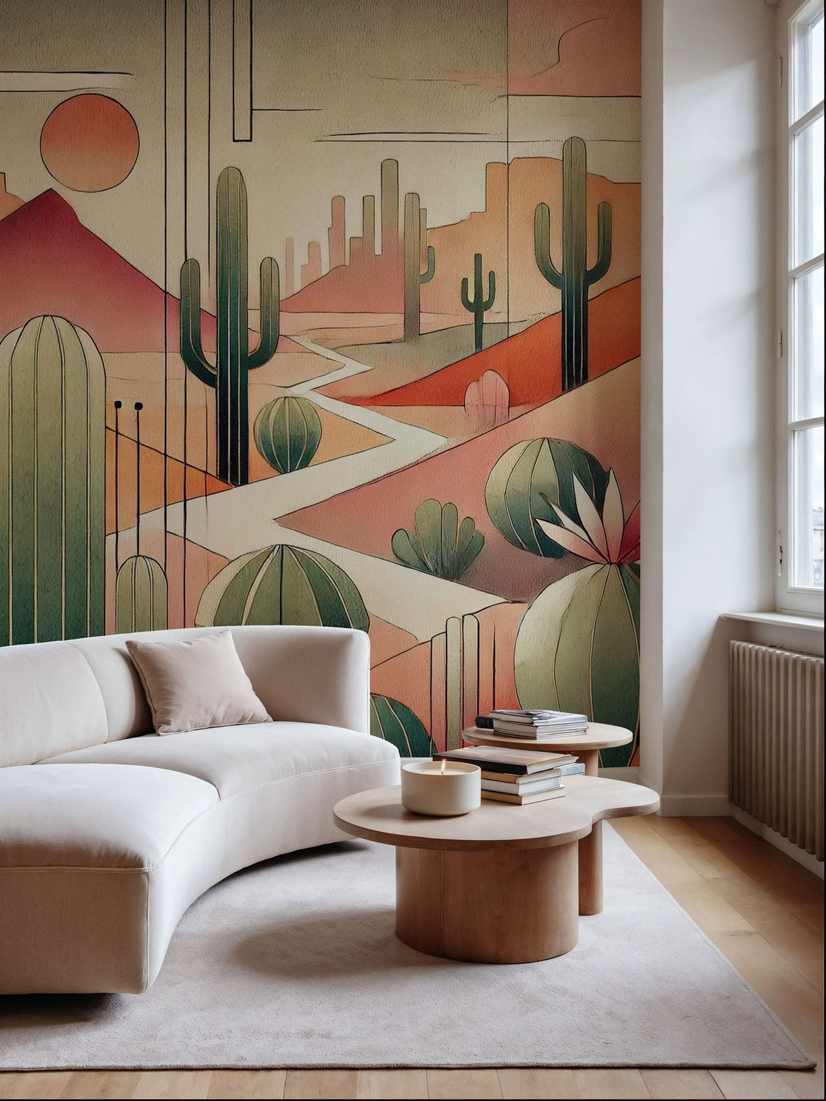 Cactus Sunset Vista Mural Wallpaper - room preview 02