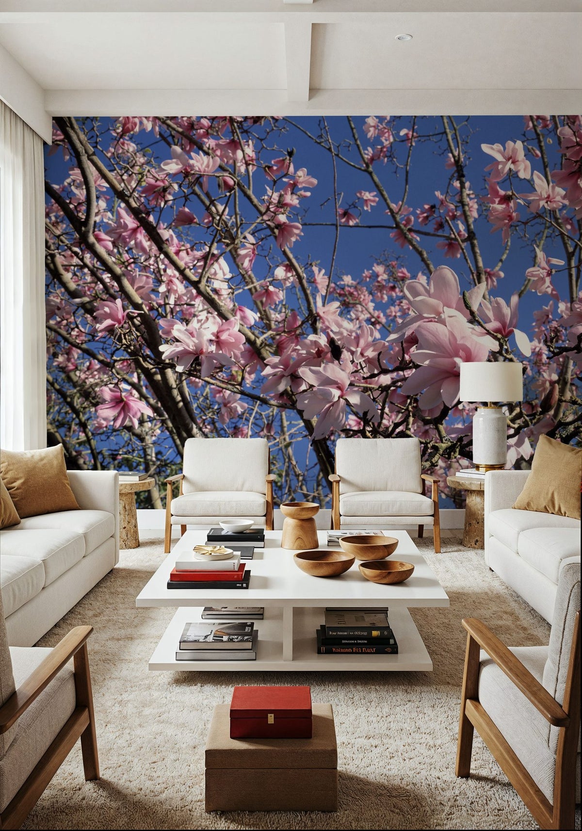 Blush Magnolia Sky Mural Wallpaper - room preview 02