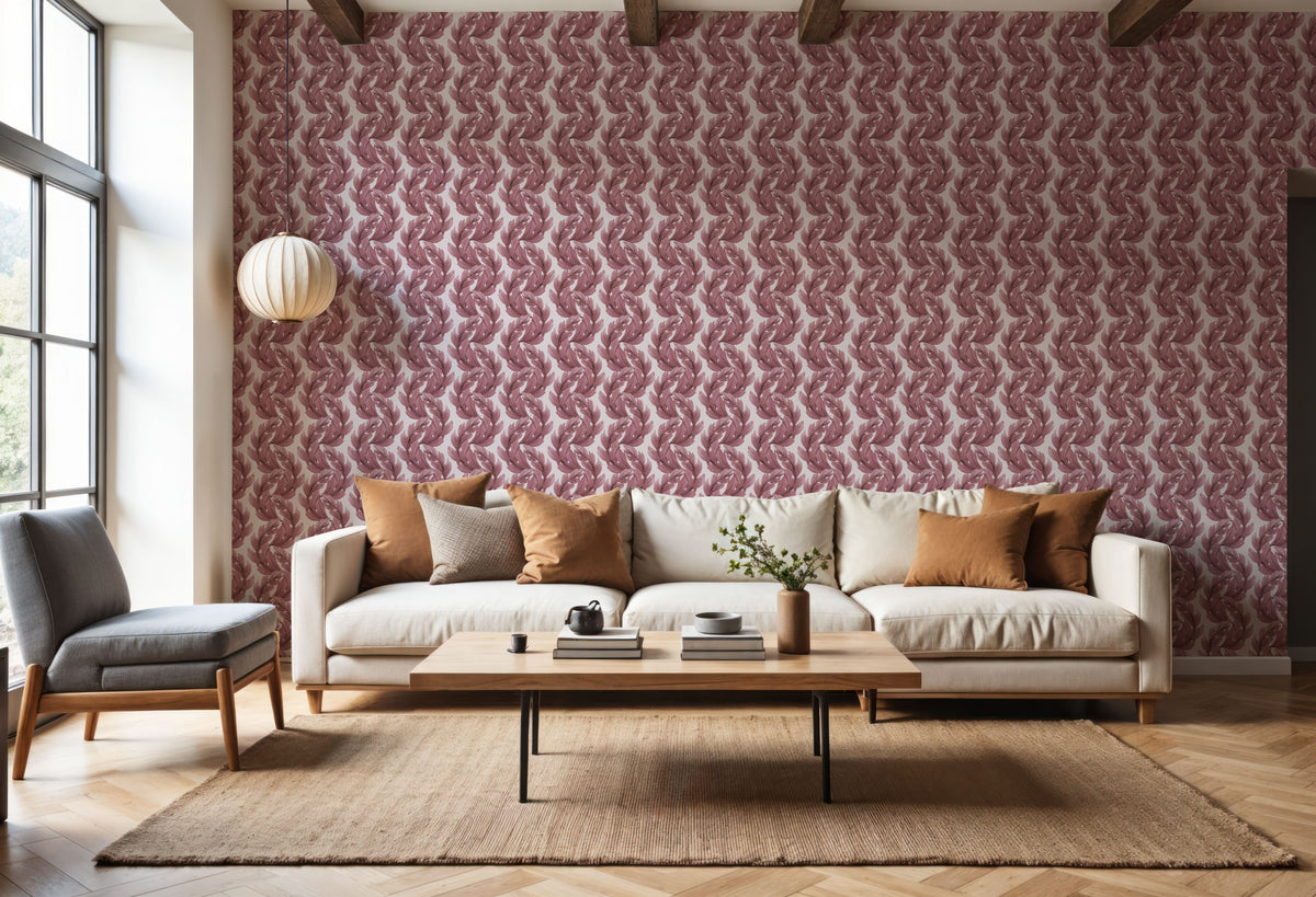 Verdant Plume, Chalky Rose Mural Wallpaper - room preview 02
