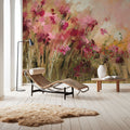 Wild Pink Flowers Mural Wallpaper - room preview 02