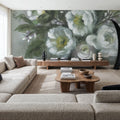 White Floral Vase Mural Wallpaper - room preview 02