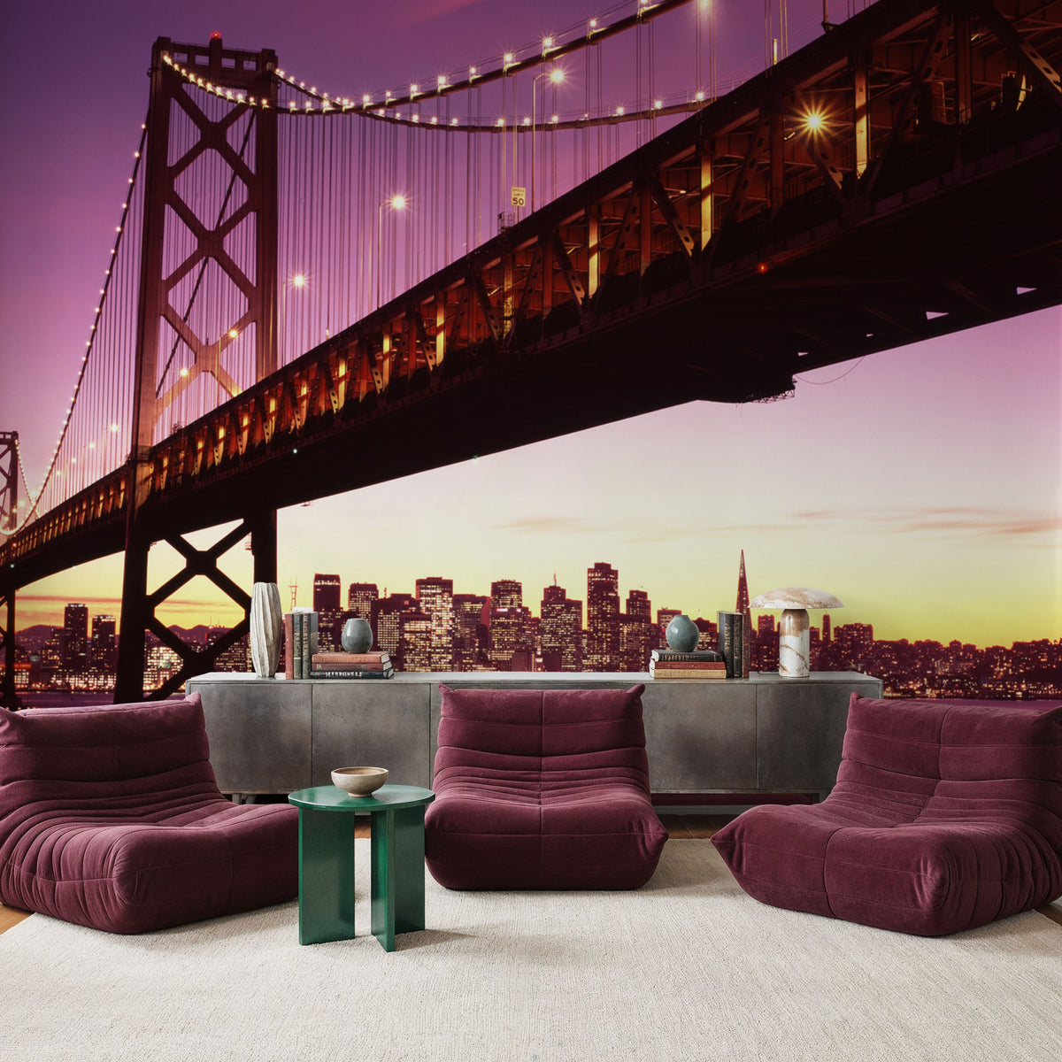 City Dusk Crossing Mural Wallpaper - room preview 02