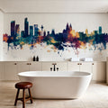 Liverpool England Skyline Blue & Bronze Mural Wallpaper - room preview 02