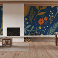 Blue Botanical I Mural Wallpaper - room preview 02