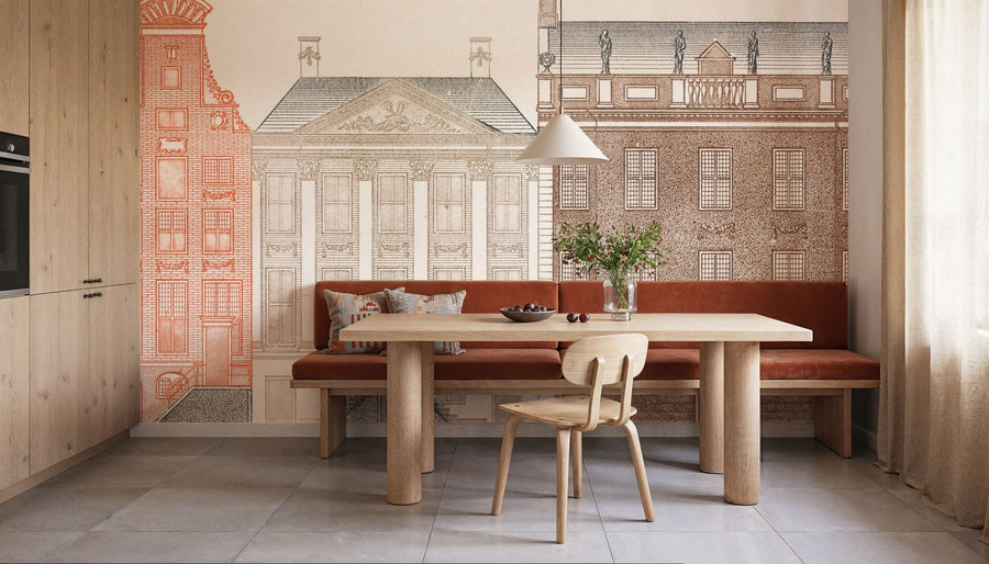 Vintage Wallpaper Mural – Retro Wall Mural – Amsterdam Canal Houses II