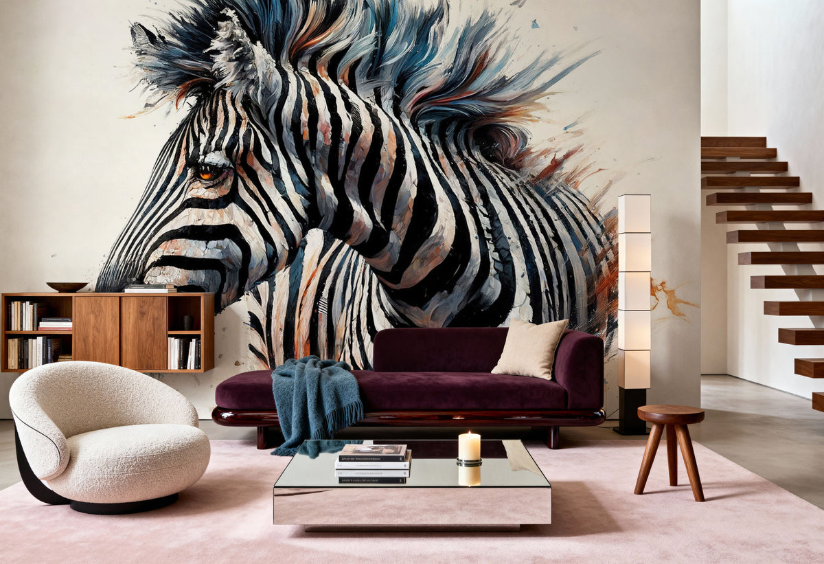 Ethereal Zebra Mural Wallpaper - room preview 02
