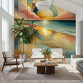 Golden Sunset Vista in Art Deco Mural Wallpaper - room preview 02