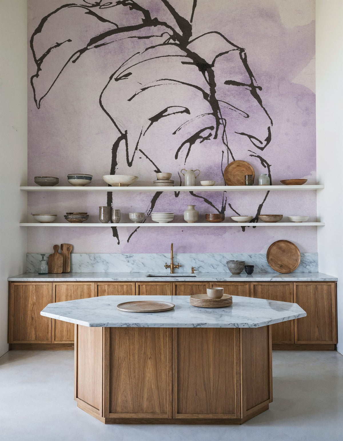 Midnight Plum Leaf I Mural Wallpaper - room preview 02