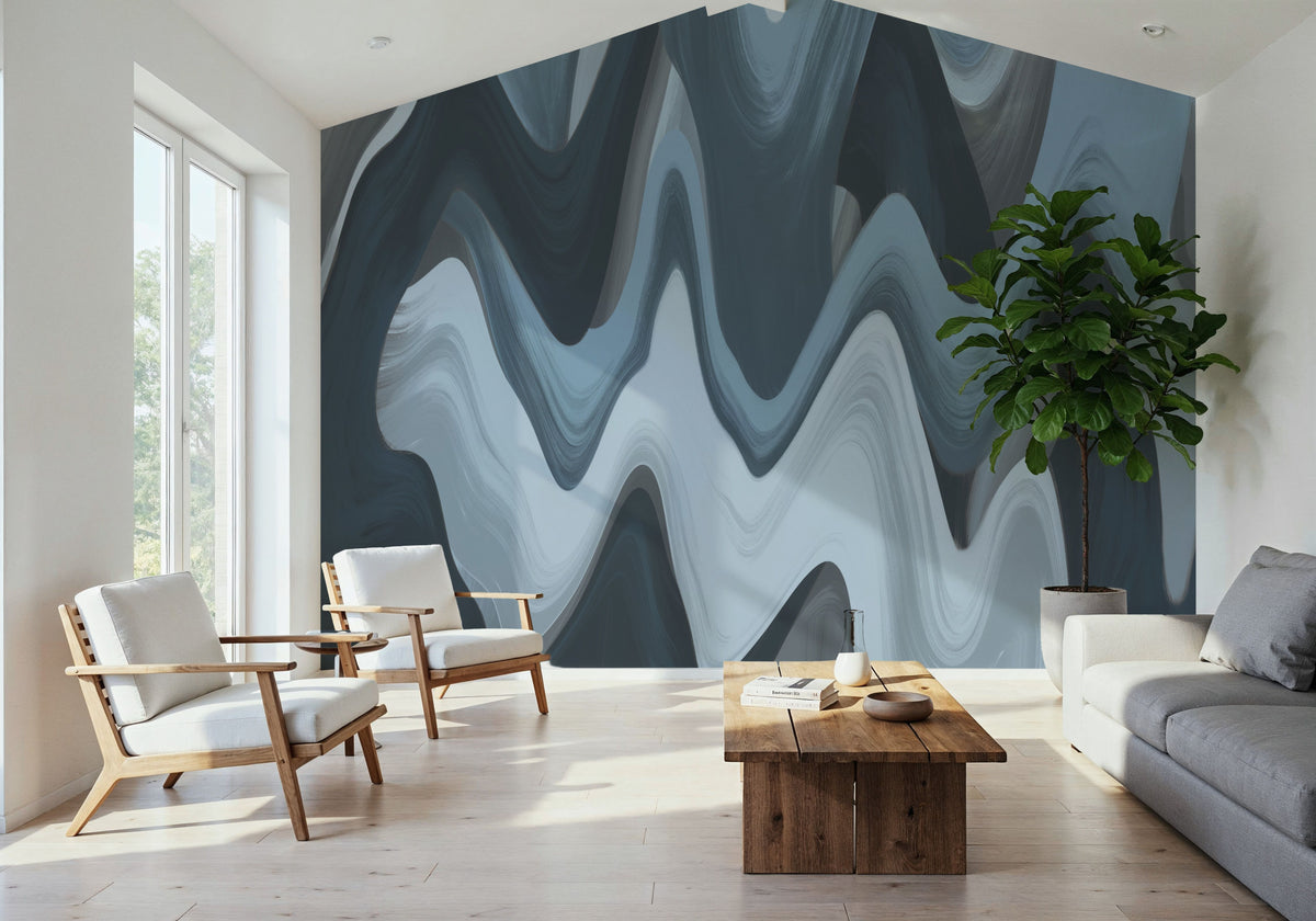 Abstract Paints, Denim Mural Wallpaper - room preview 02