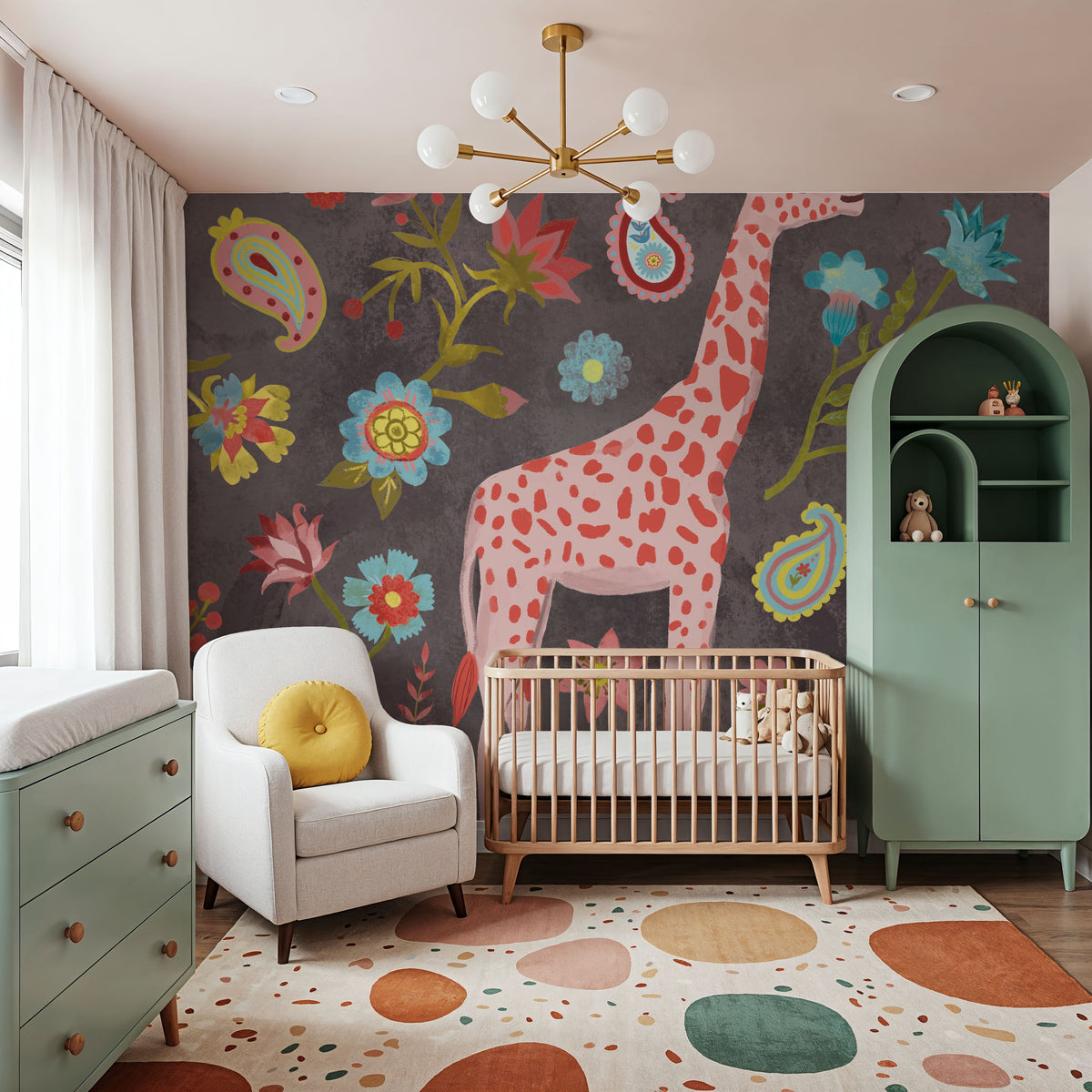 Giraffe of the Jungle Mural Wallpaper - room preview 02