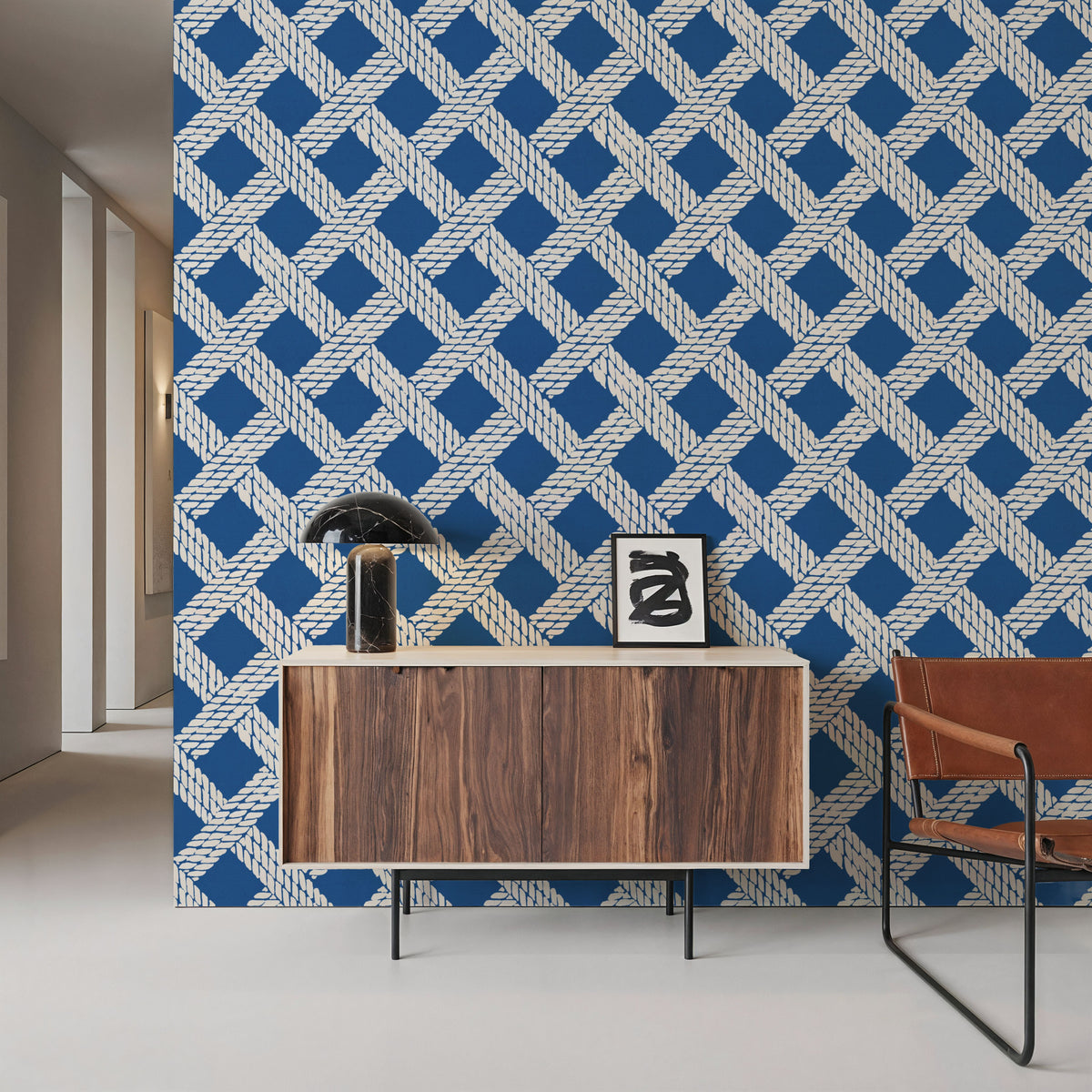 Seafood Shanty White on Blue I Mural Wallpaper - room preview 02
