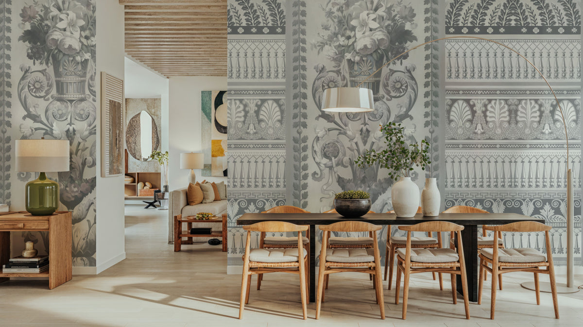 Flower Mountain, Gray Mural Wallpaper - room preview 02