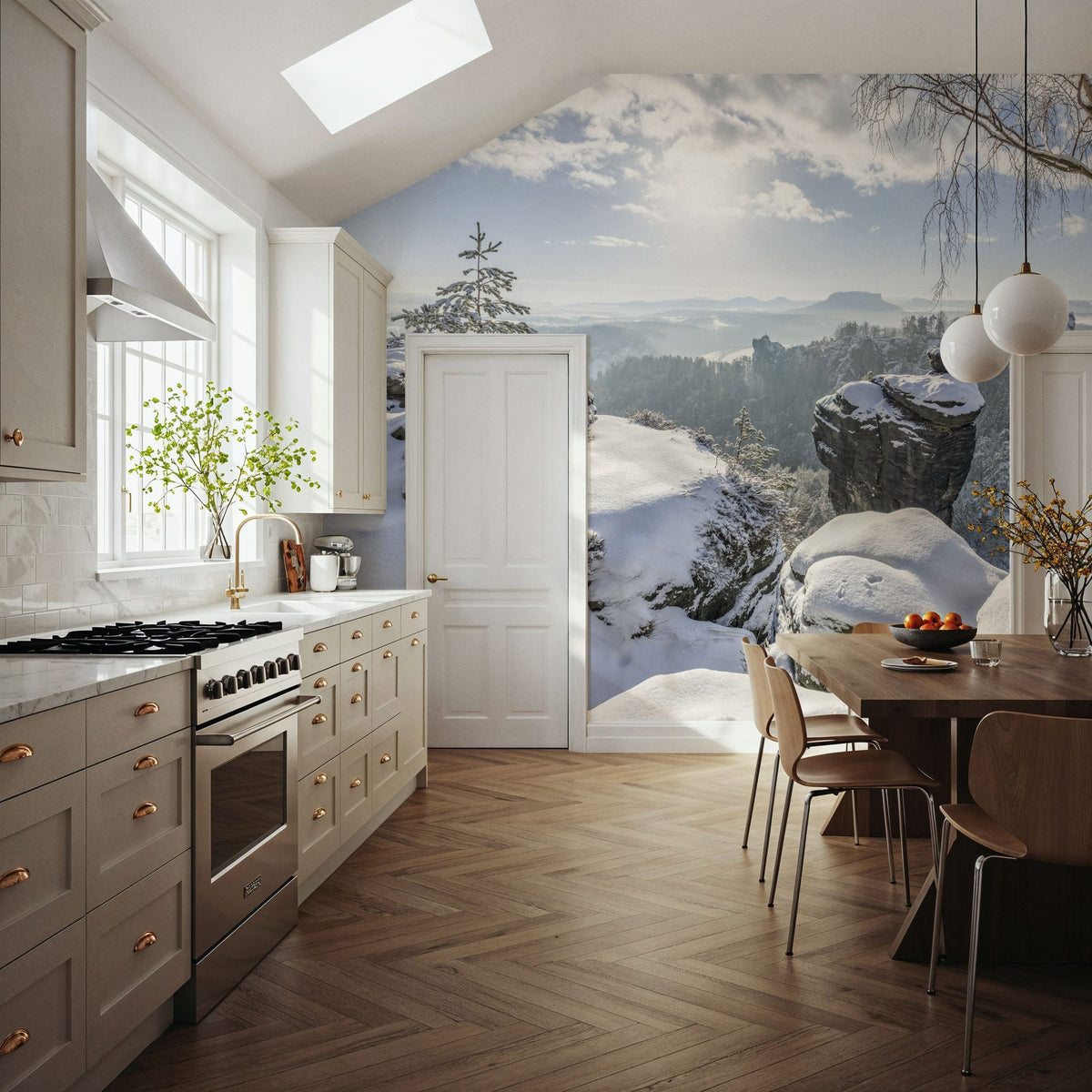 Swiss Winter Mural Wallpaper - room preview 02