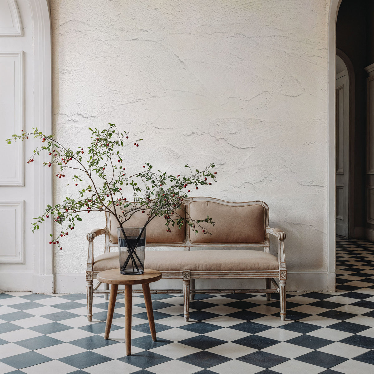 White Plaster Mural Wallpaper - room preview 02
