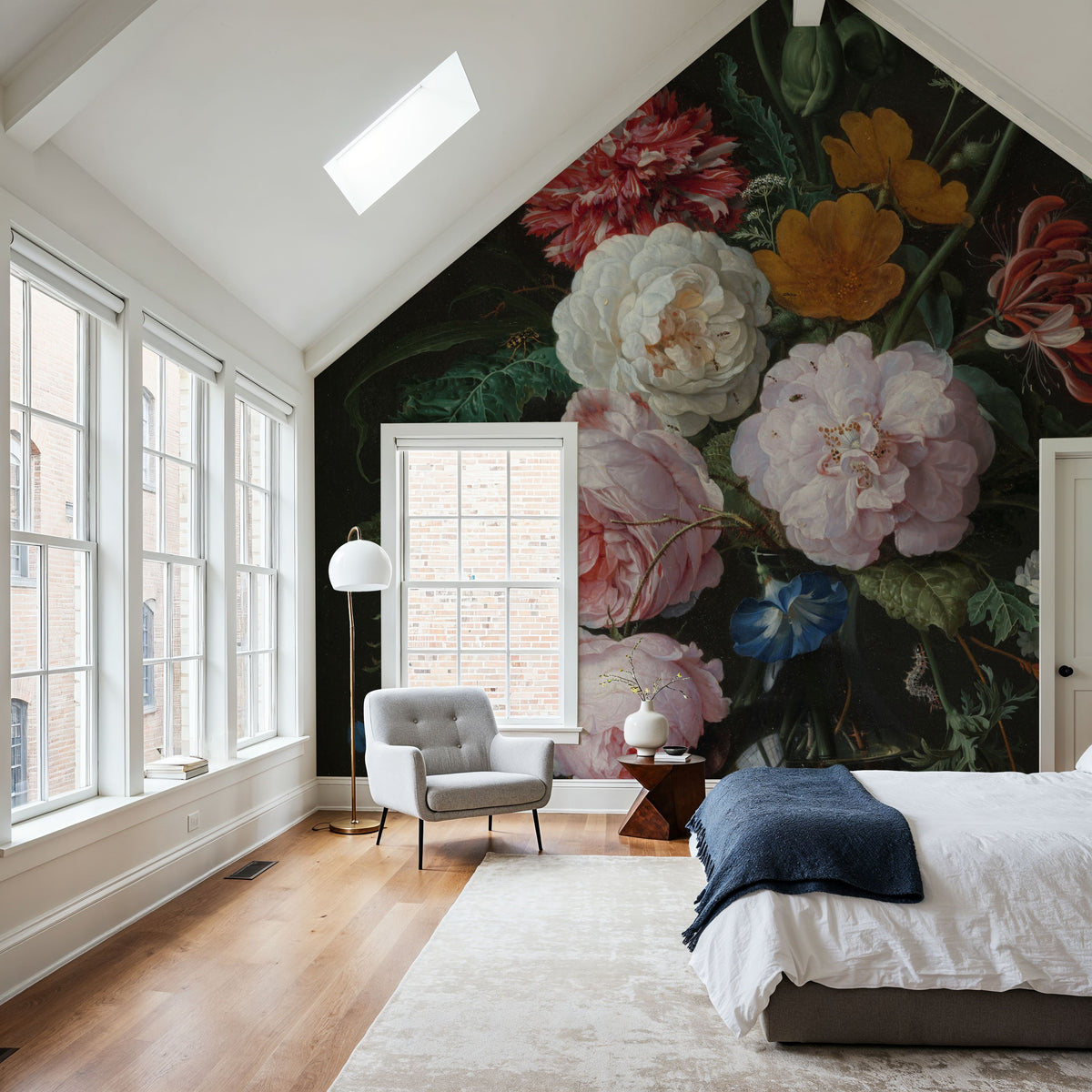Still Life with Flowers in a Glass Vase Mural Wallpaper - room preview 02