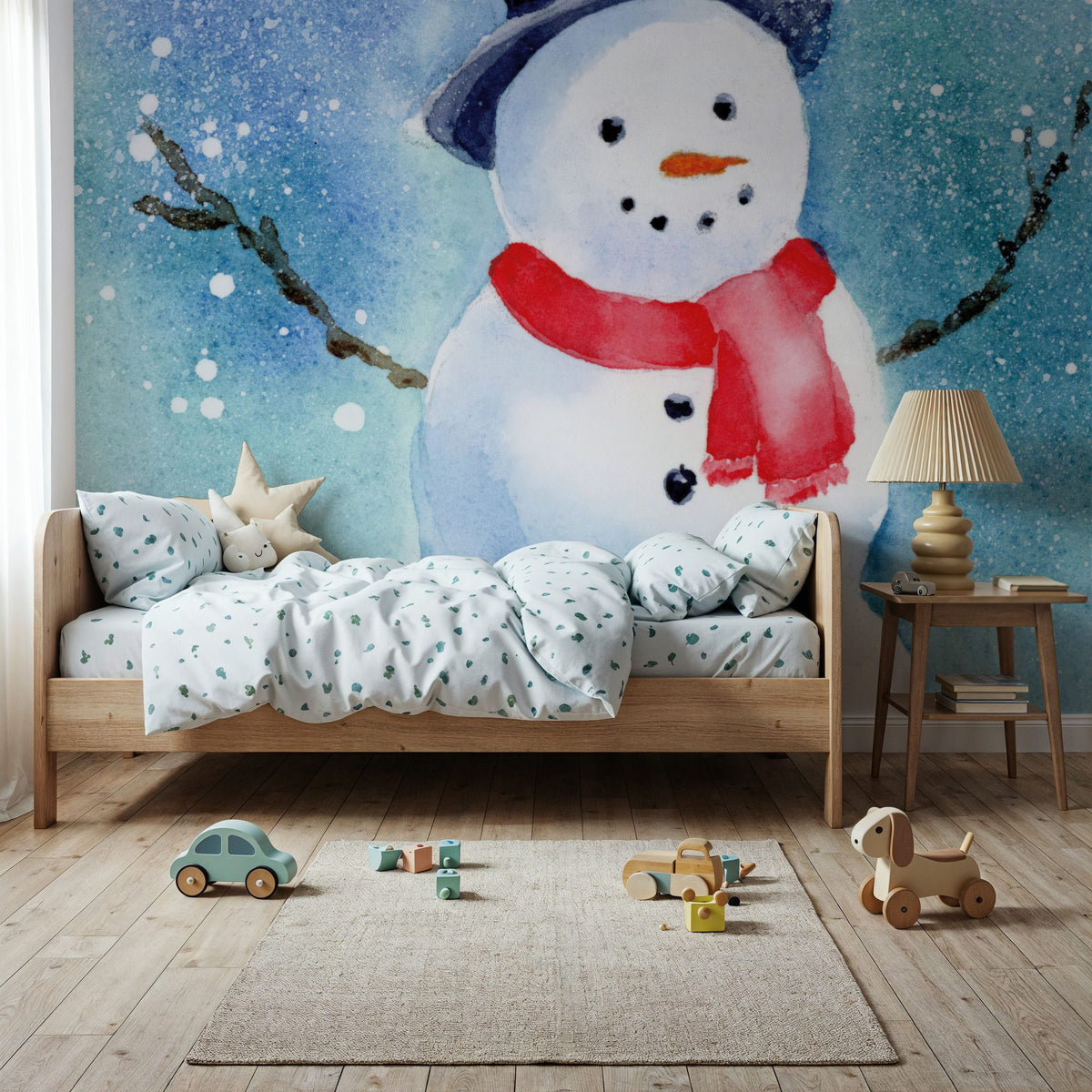 Happy Snowman Mural Wallpaper - room preview 02