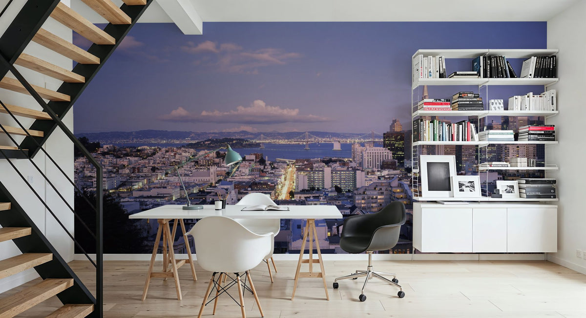 Highrise Twilight Metropolis Mural Wallpaper - room preview 02