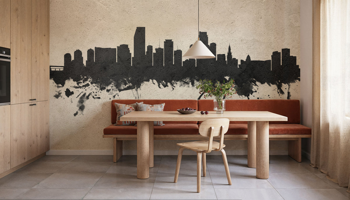 Miami Florida Skyline Concrete Mural Wallpaper - room preview 02