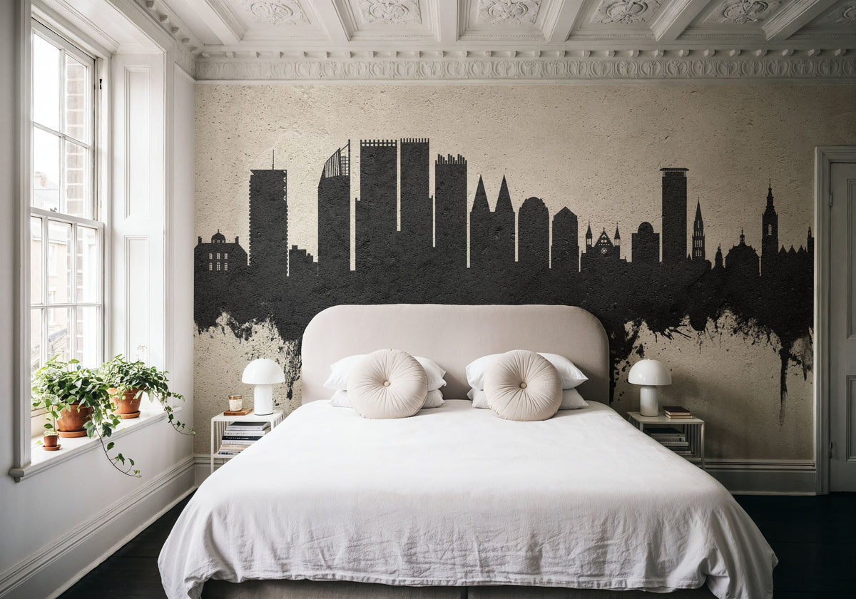 The Hauge Netherlands Skyline Concrete Mural Wallpaper - room preview 02