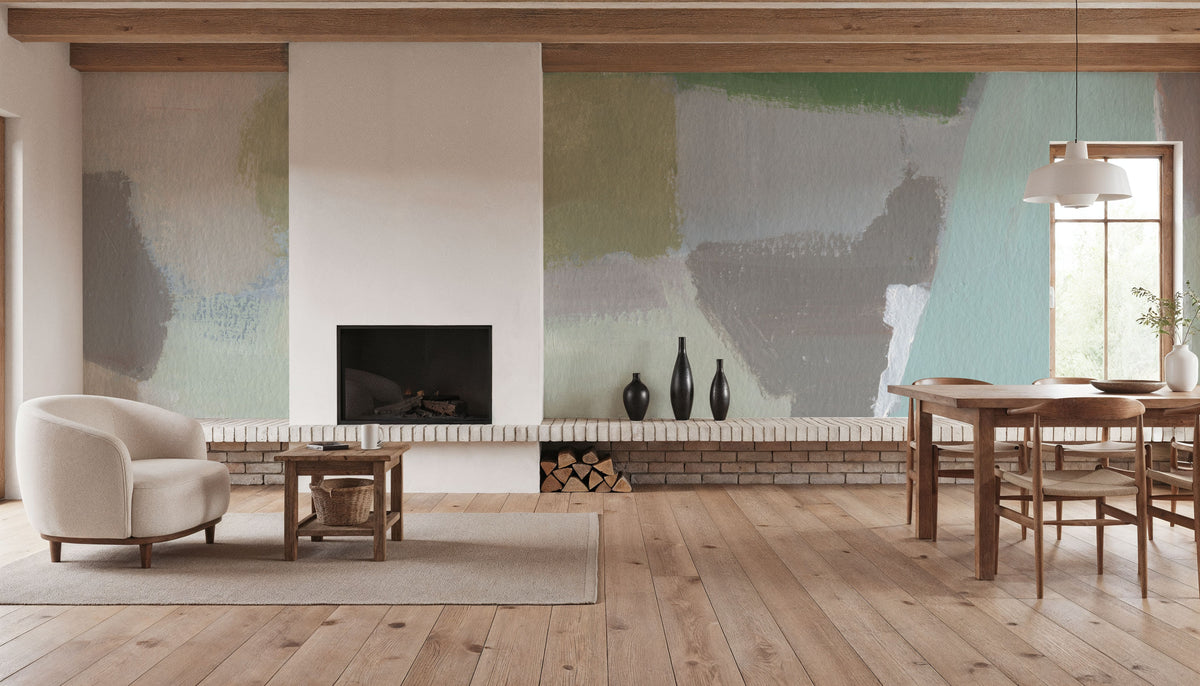 Spring Green Abstract Mural Wallpaper - room preview 02