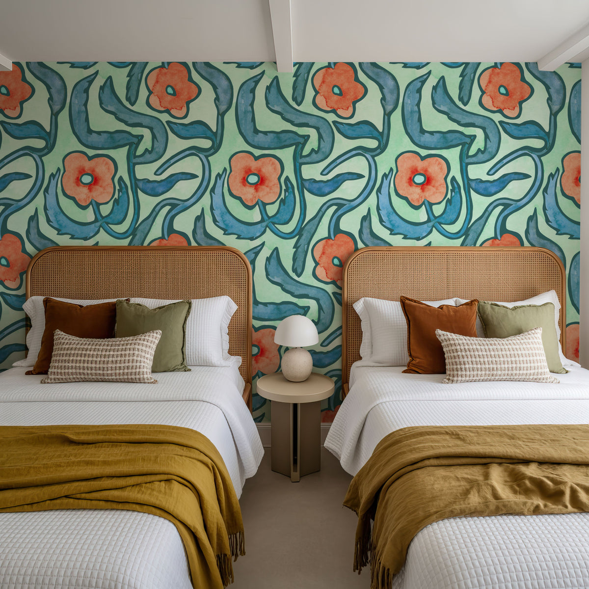 My Flower Green Mural Wallpaper - room preview 02