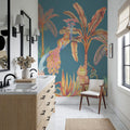 Colorful Jungle, Turqouise Mural Wallpaper - room preview 02