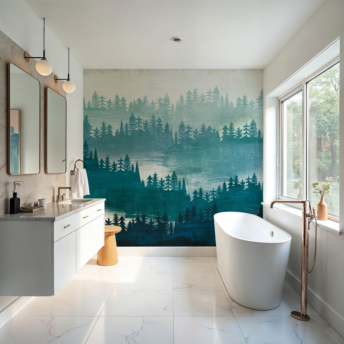 Mountainscape Blue Mural Wallpaper - room preview 02