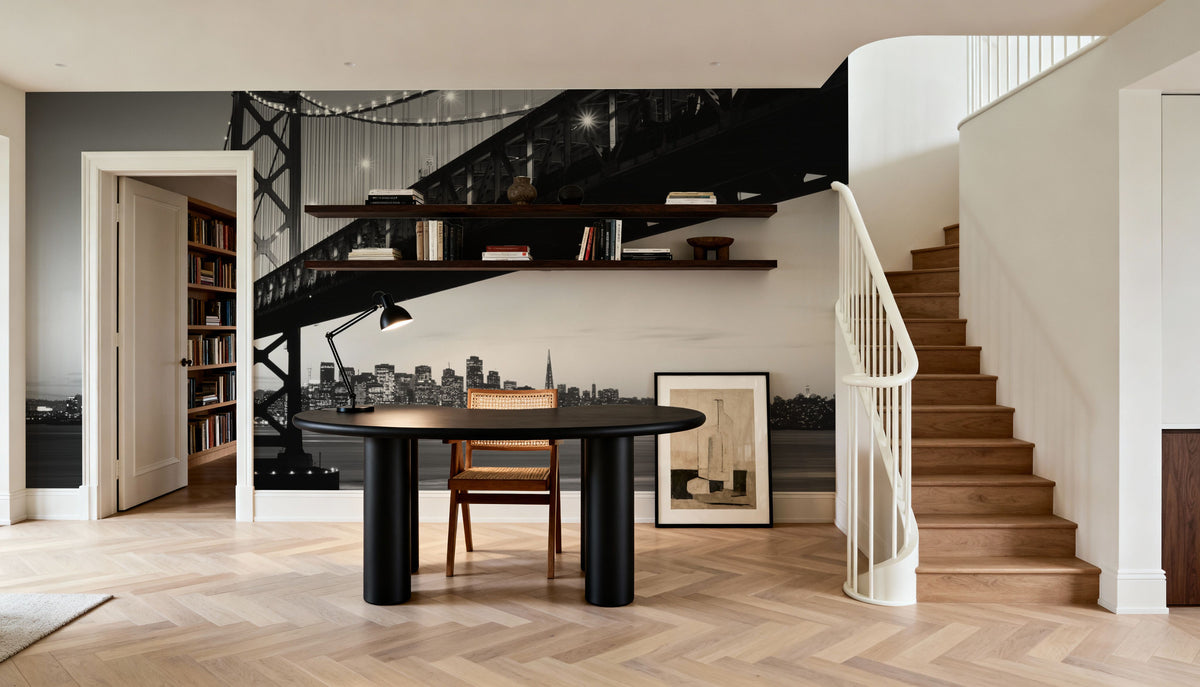 Urban Crossing Black & White Mural Wallpaper - room preview 02