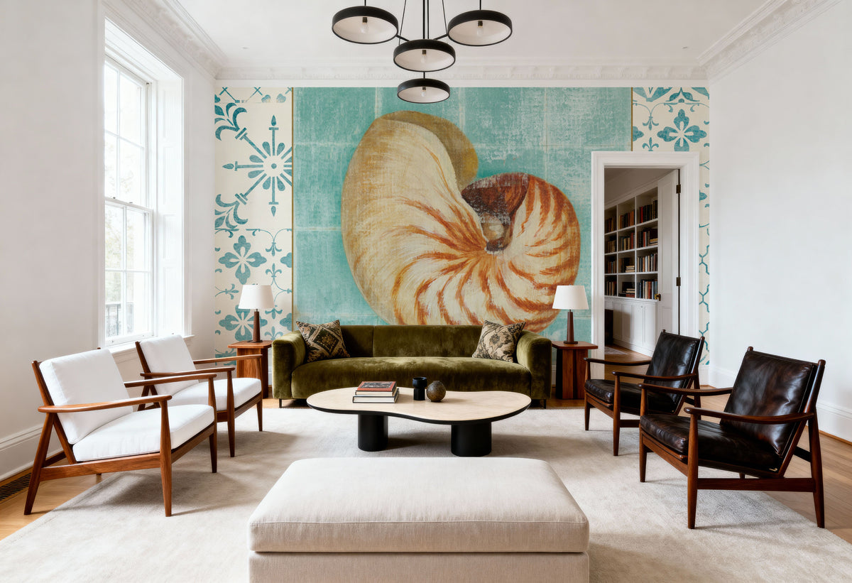 Shell Tiles II Mural Wallpaper - room preview 02