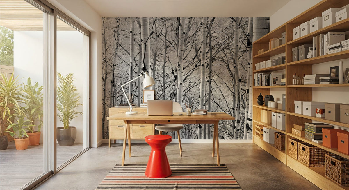Silver Birch Symphony Mural Wallpaper - room preview 02