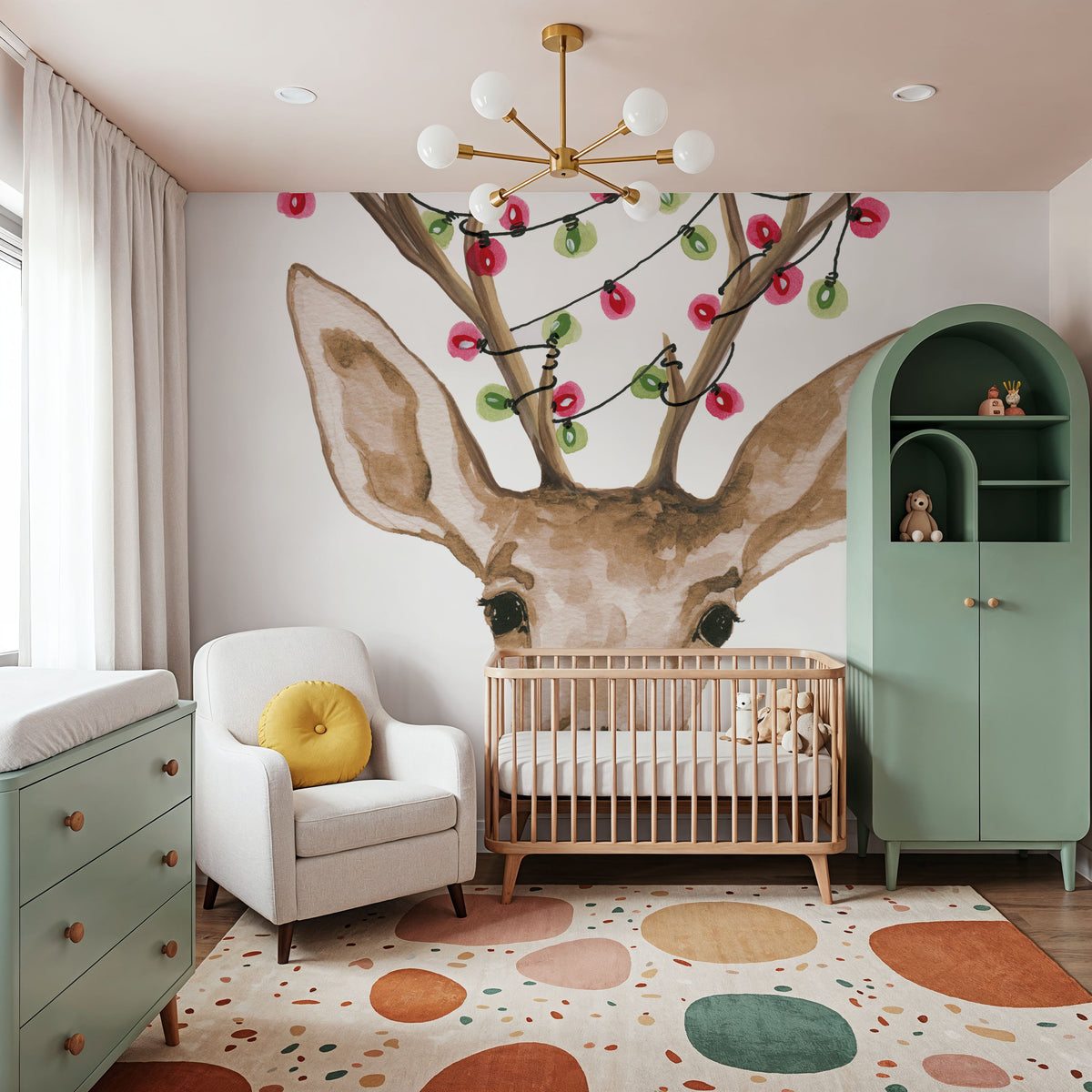 Light Tangled Reindeer Mural Wallpaper - room preview 02