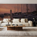 Harbor Lighthouse Sunset Mural Wallpaper - room preview 02