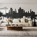 Middlesbrough England Skyline Black & White Mural Wallpaper - room preview 02